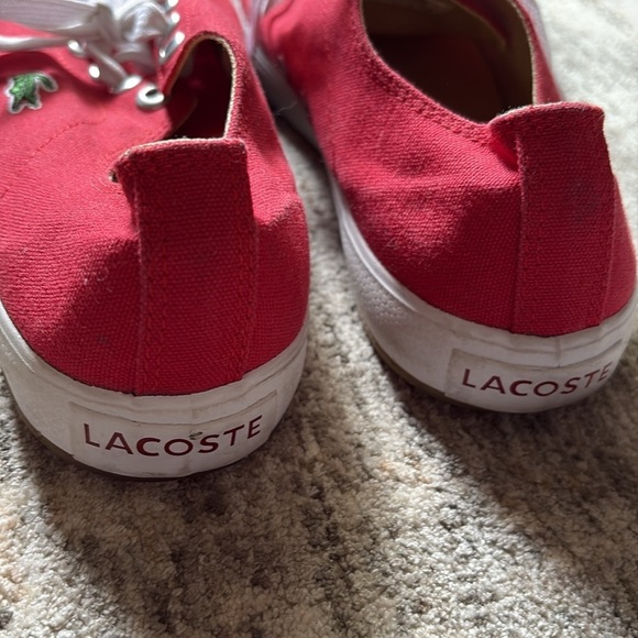 Lacoste Red Canvas Sneakers white accents - lace up - men’s 8.5 - Picture 5 of 7